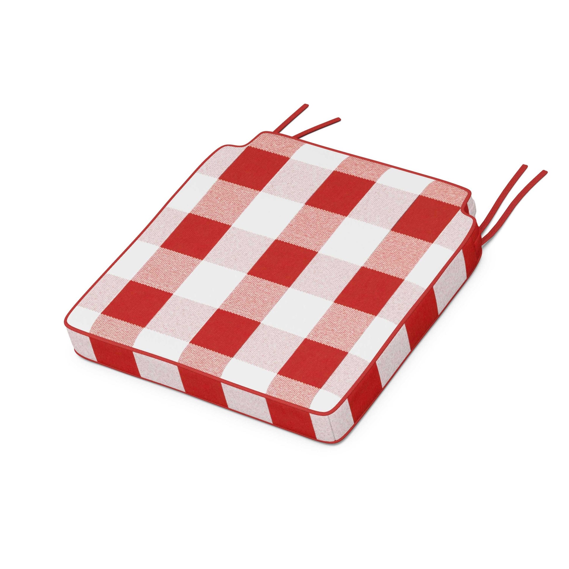 POLYWOOD Acadia Dining Side Seat Cushion — Buffalo Plaid Crimson
