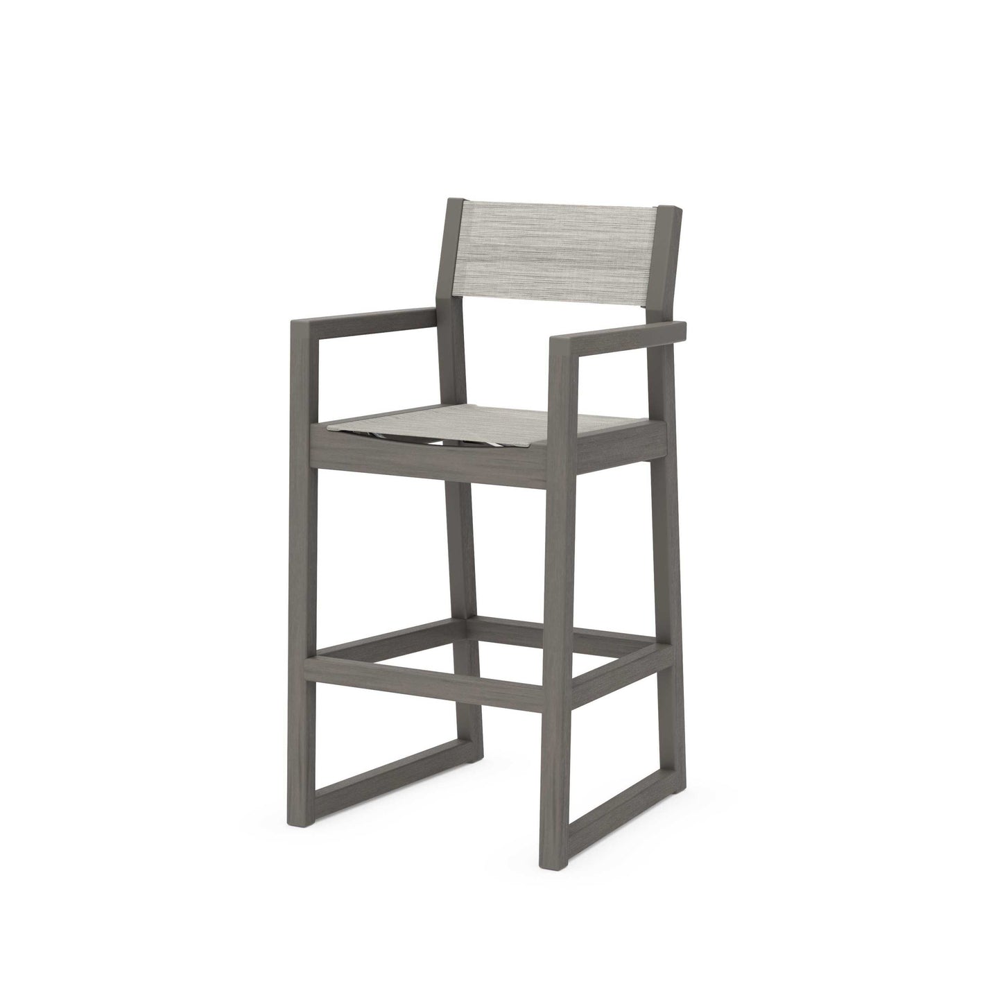 POLYWOOD EDGE Sling Bar Arm Chair — Driftwood / Birch Sling