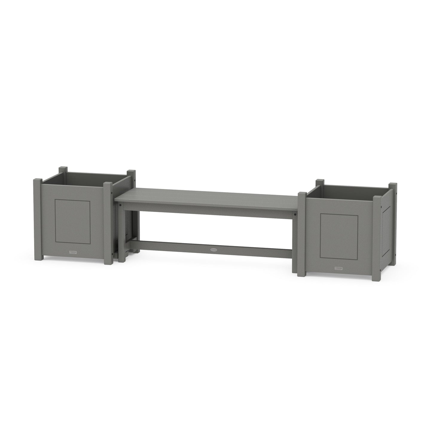 POLYWOOD 48" Country Living Straight Planter Bench Set - Large — Slate Grey