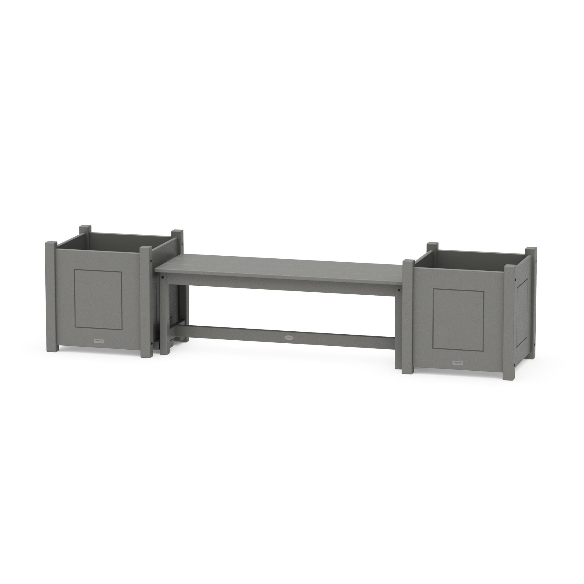 POLYWOOD 48" Country Living Straight Planter Bench Set - Large — Slate Grey