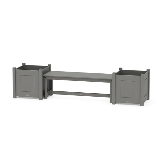 POLYWOOD 48" Country Living Straight Planter Bench Set - Large — Slate Grey