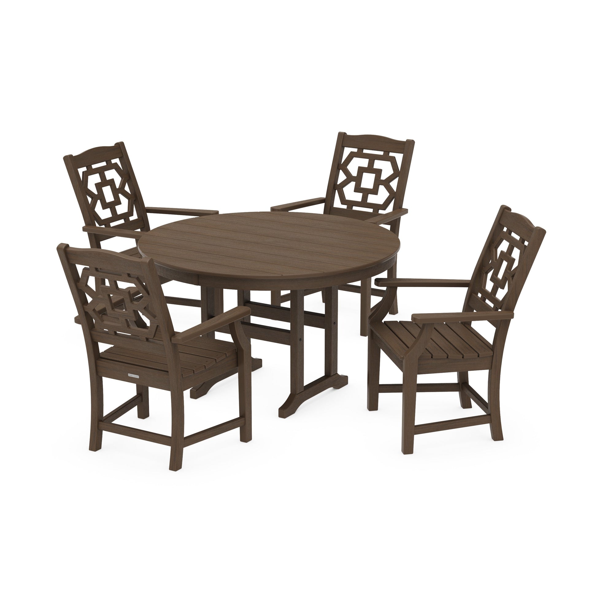 POLYWOOD Chinoiserie 5-Piece Round Farmhouse Dining Set — Kona