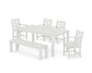 POLYWOOD Chippendale 6-Piece Parsons Dining Set with Bench — White