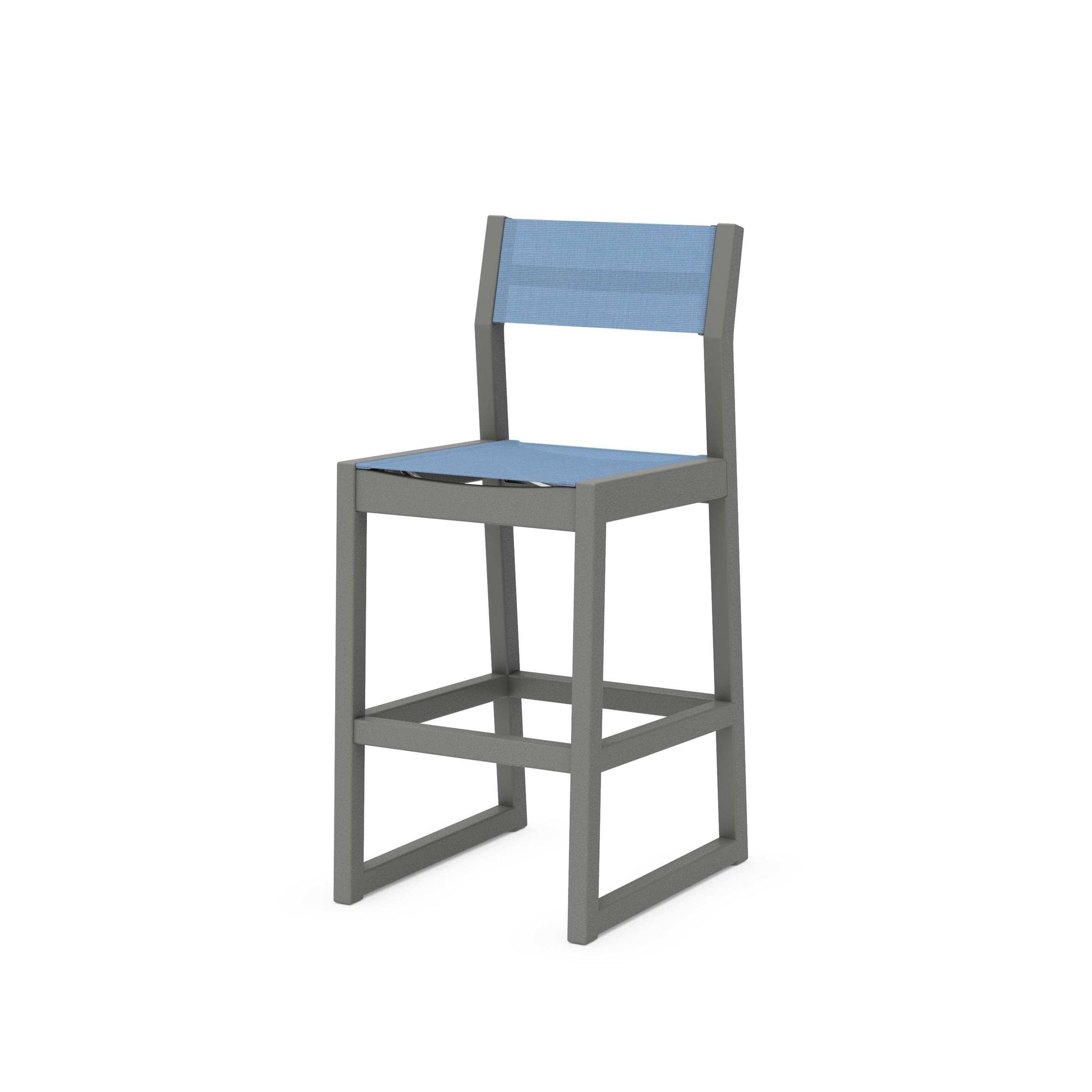 POLYWOOD EDGE Sling Bar Side Chair — Slate Grey / Poolside Sling