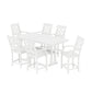 POLYWOOD Chinoiserie Arm Chair 7-Piece Farmhouse Counter Set with Trestle Legs — White
