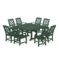 POLYWOOD Chinoiserie 9-Piece Square Farmhouse Dining Set with Trestle Legs — Green