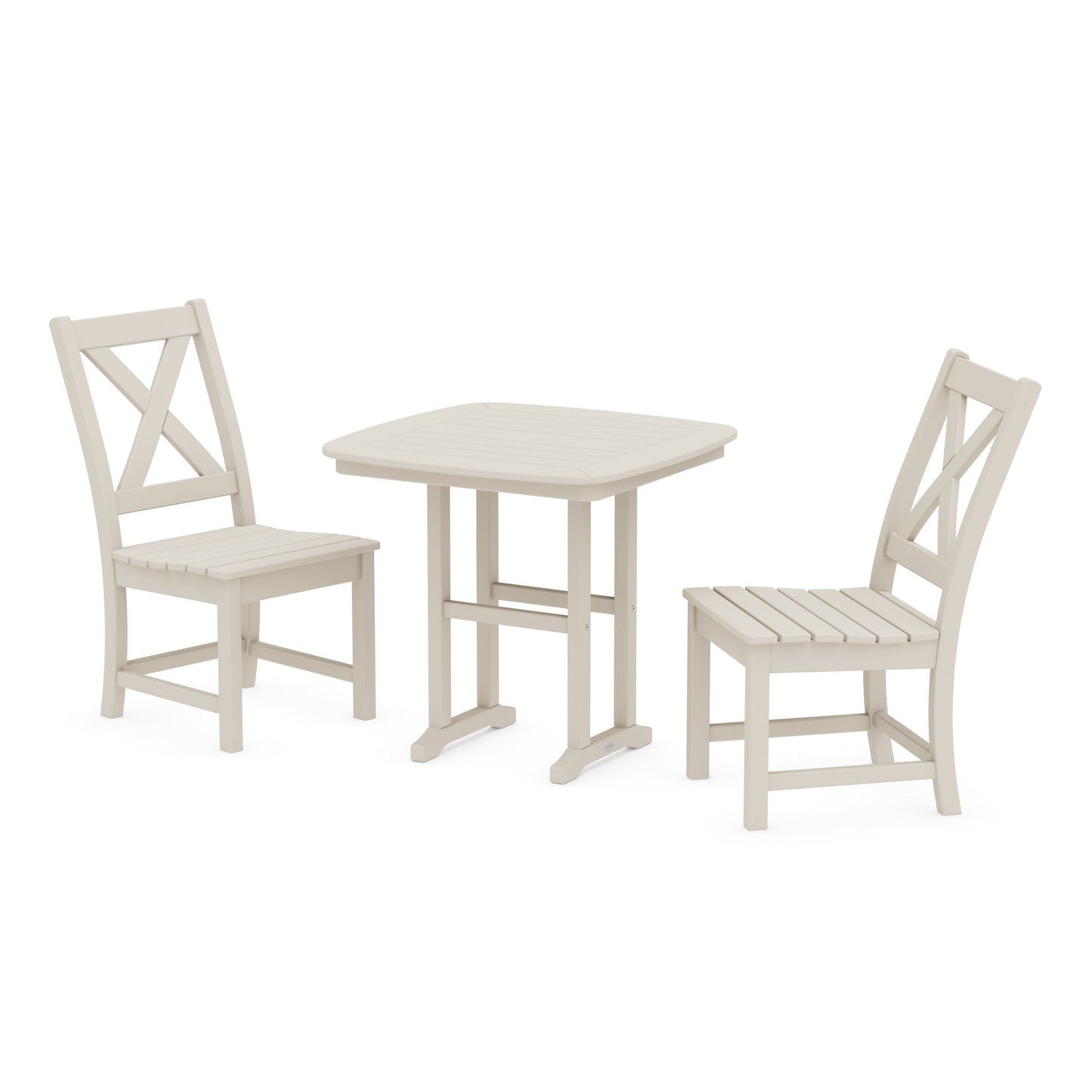 POLYWOOD Braxton Side Chair 3-Piece Dining Set — Sand