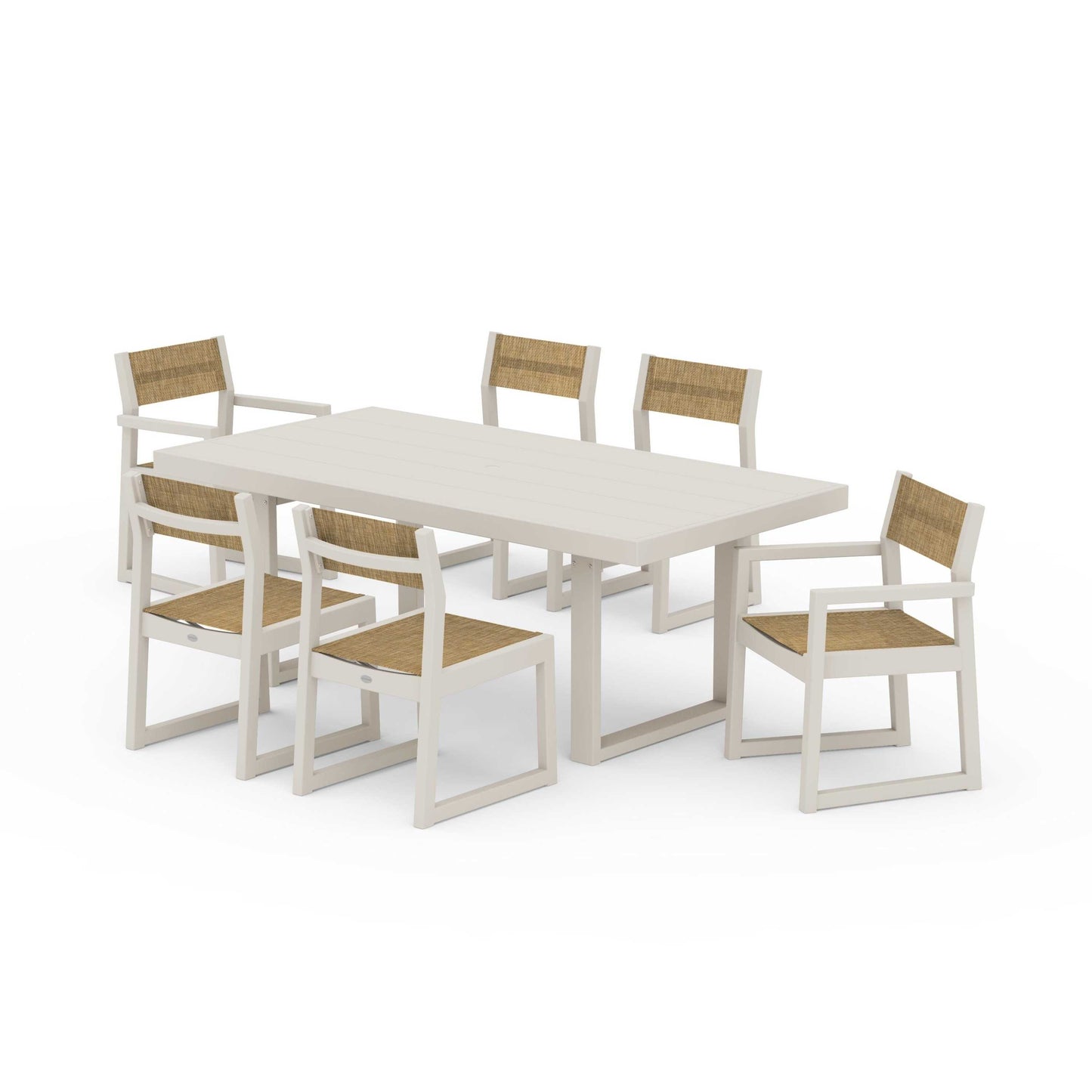 POLYWOOD EDGE Sling 7-Piece Dining Set — Sand / Burlap Sling