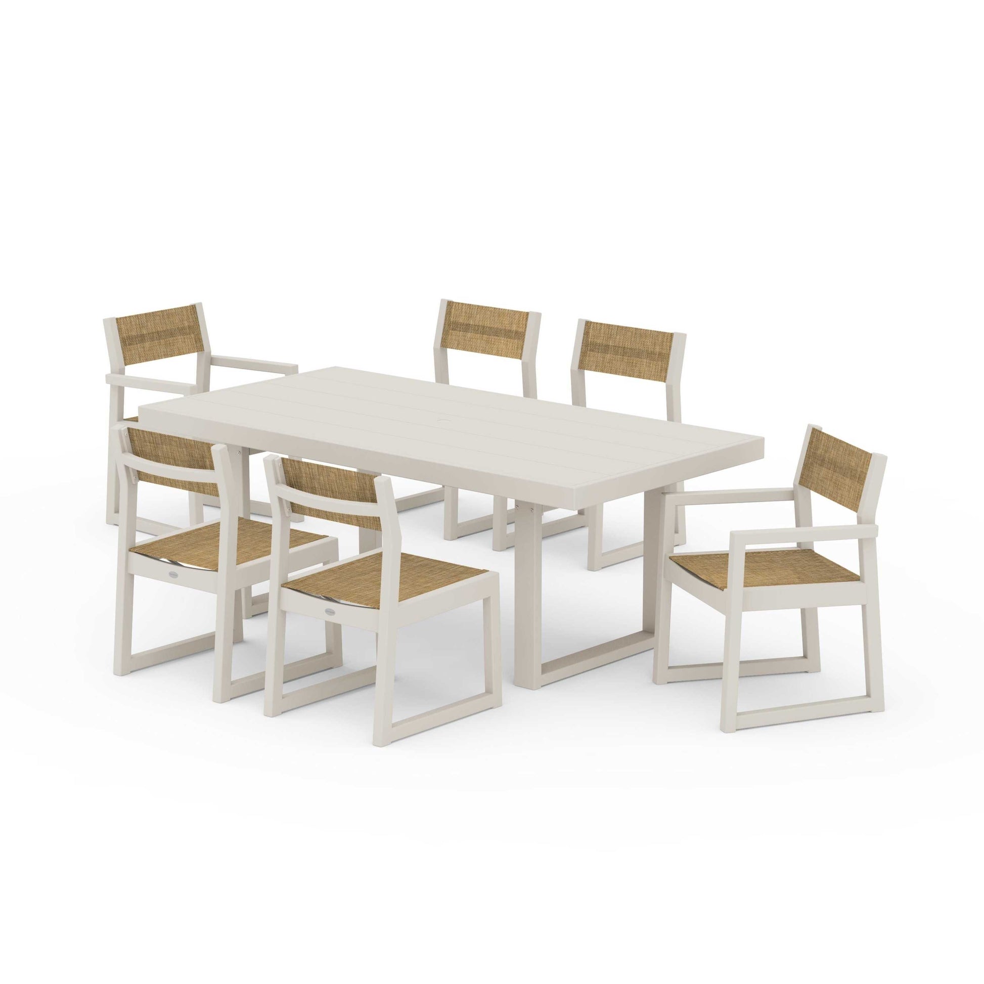 POLYWOOD EDGE Sling 7-Piece Dining Set — Sand / Burlap Sling