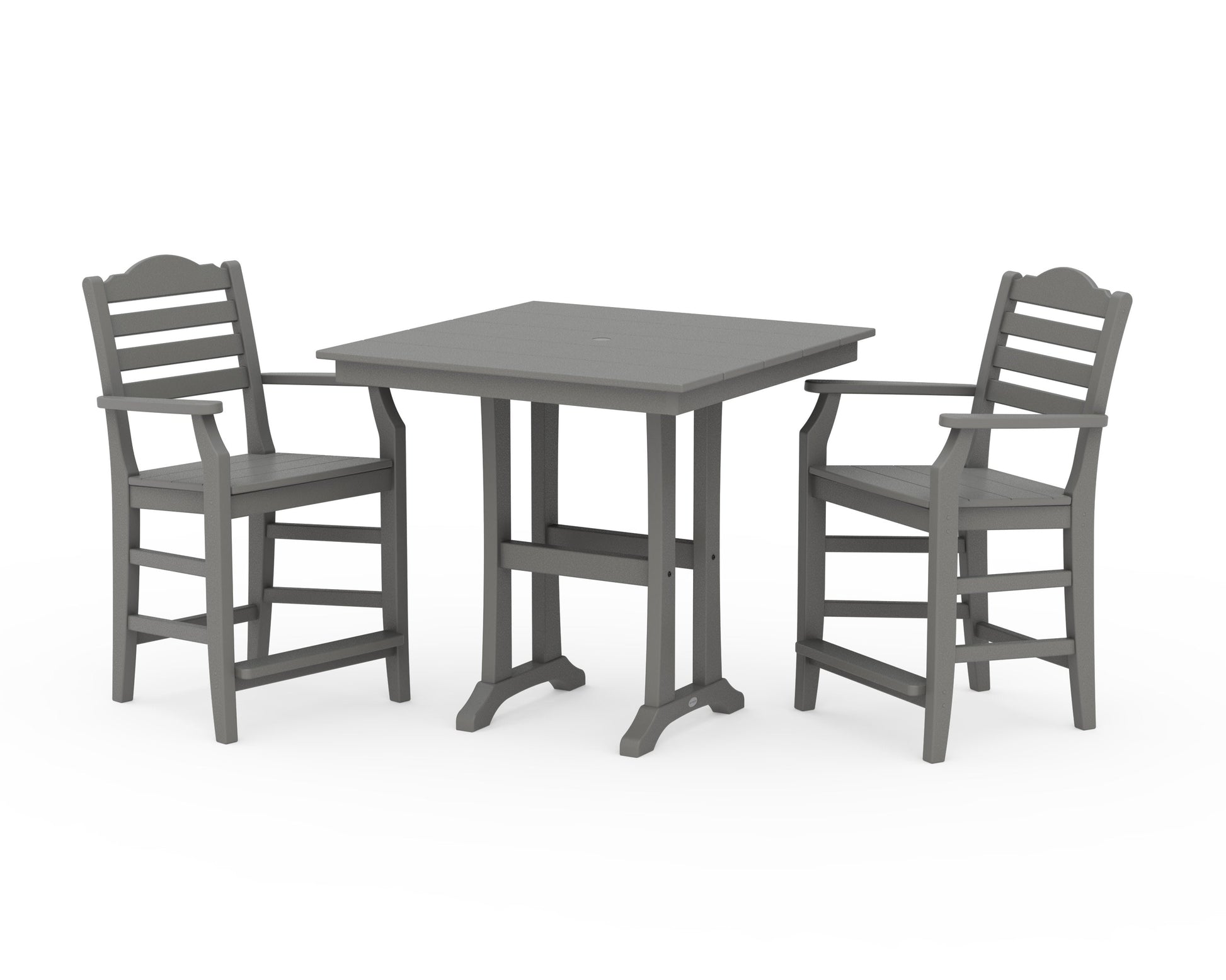 POLYWOOD Savannah 3-Piece Farmhouse Counter Set with Trestle Legs — Slate Grey