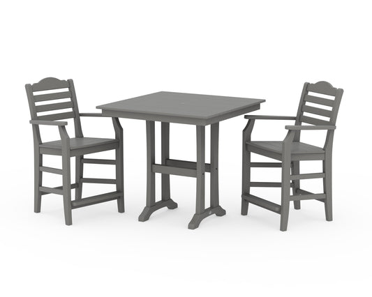POLYWOOD Savannah 3-Piece Farmhouse Counter Set with Trestle Legs — Slate Grey