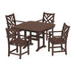 POLYWOOD Chippendale 5-Piece Dining Set with Trestle Legs — Mahogany