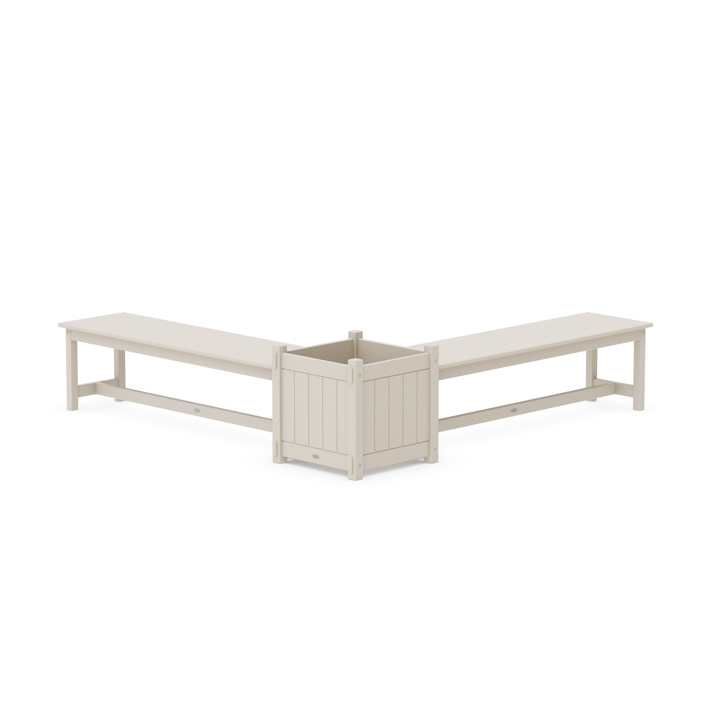 POLYWOOD 60" Vineyard L- Shaped Planter Bench Set- Large — Sand