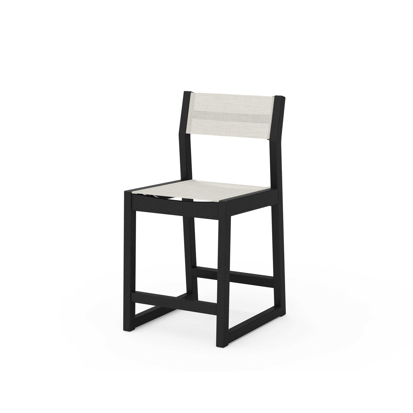 POLYWOOD EDGE Sling Counter Side Chair — Black / Parchment Sling