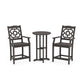 POLYWOOD Chinoiserie 3-Piece Farmhouse Bistro Counter Set — Vintage Coffee