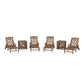 POLYWOOD Chinoiserie 6-Piece Chaise Set with Umbrella Stand Accent Table — Teak