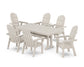 POLYWOOD Vineyard Curveback Adirondack Chair 7-Piece Farmhouse Dining Set with Trestle Legs — Sand