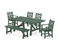 POLYWOOD Chippendale 6-Piece Rustic Farmhouse Dining Set With Bench — Green