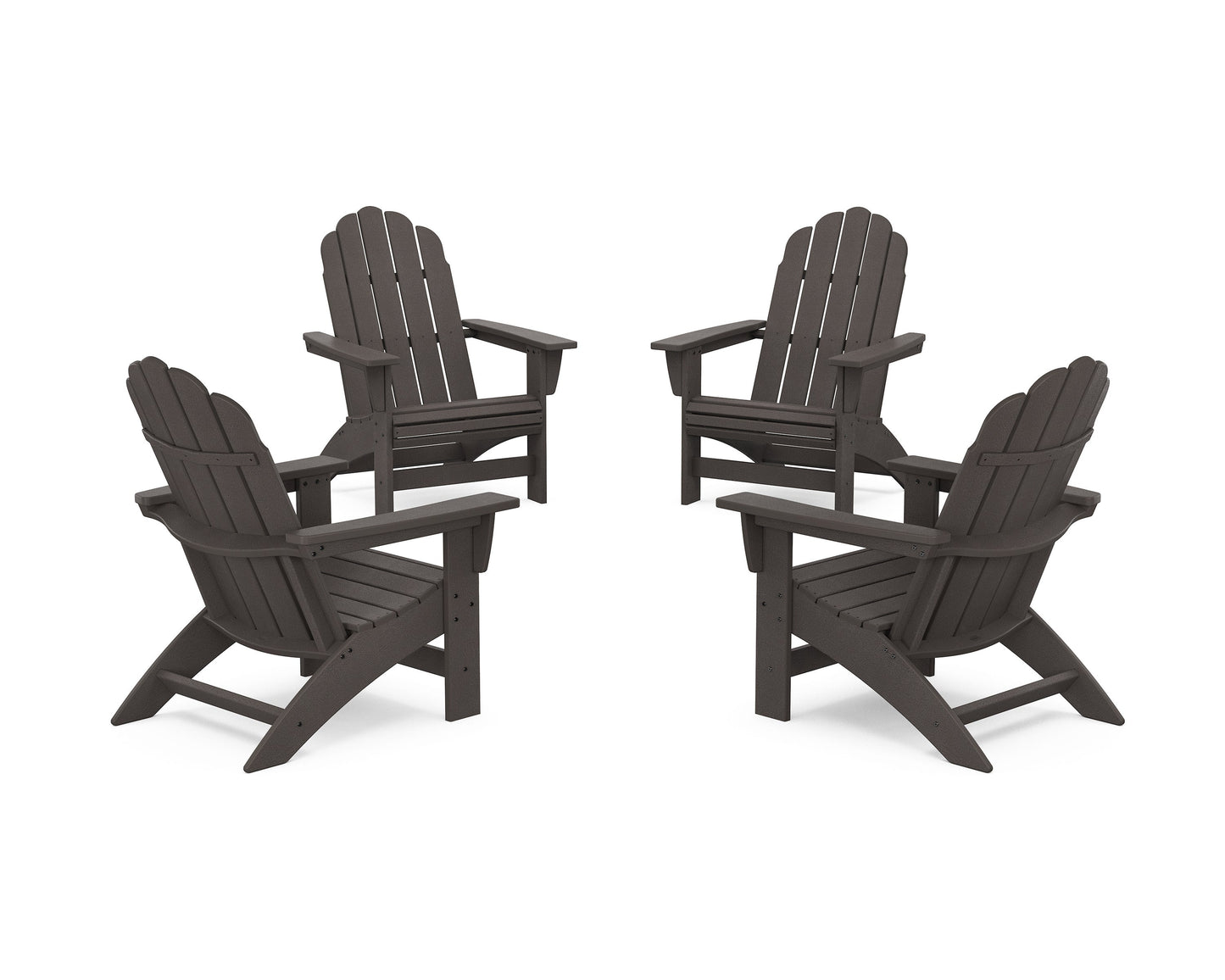 POLYWOOD 4-Piece Vineyard Grand Adirondack Chair Conversation Set — Vintage Coffee