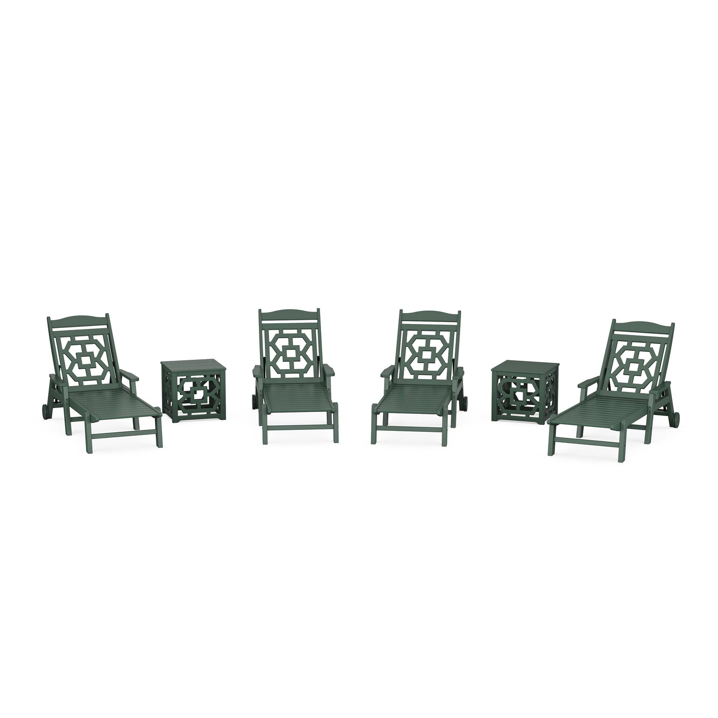 POLYWOOD Chinoiserie 6-Piece Chaise Set — Green