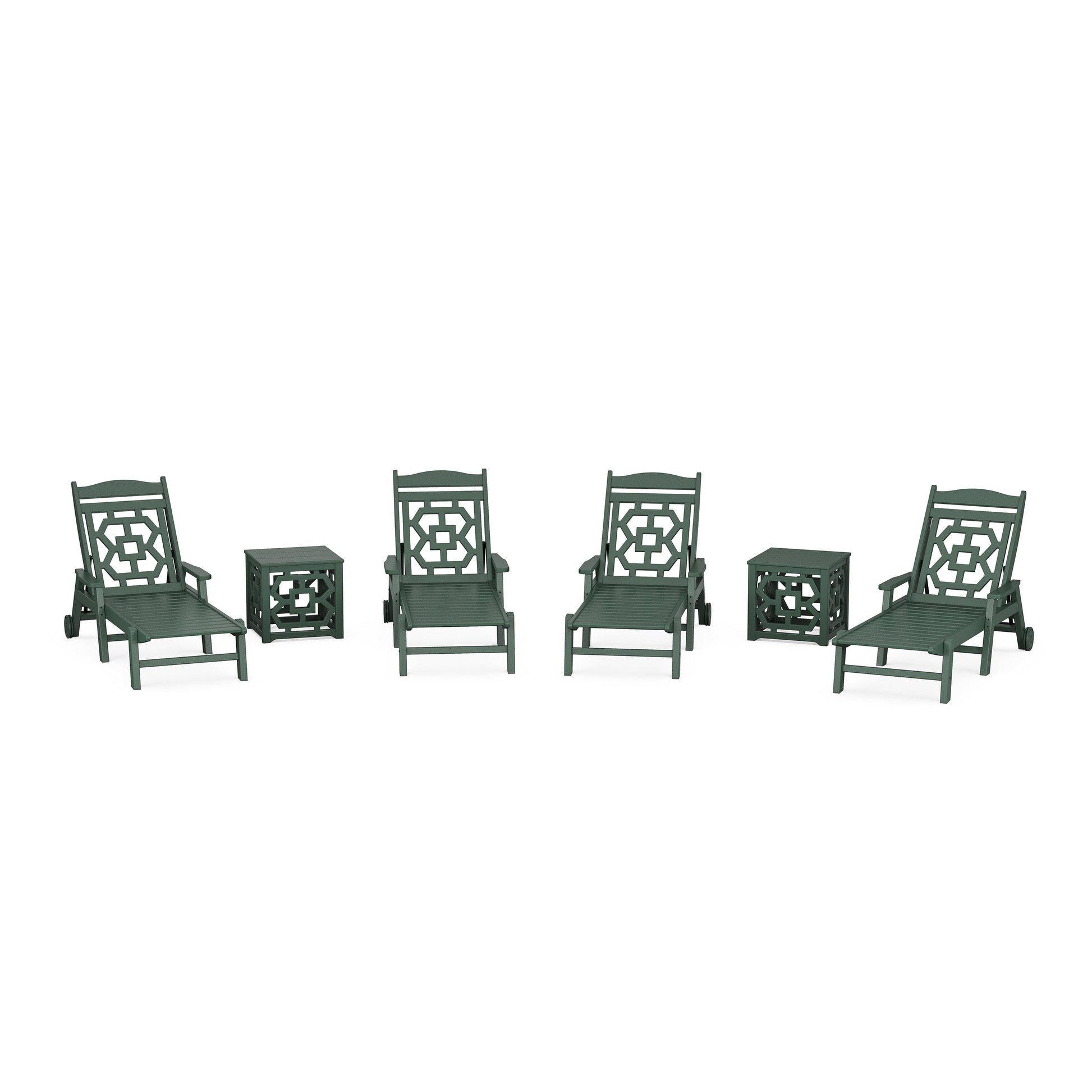 POLYWOOD Chinoiserie 6-Piece Chaise Set — Green
