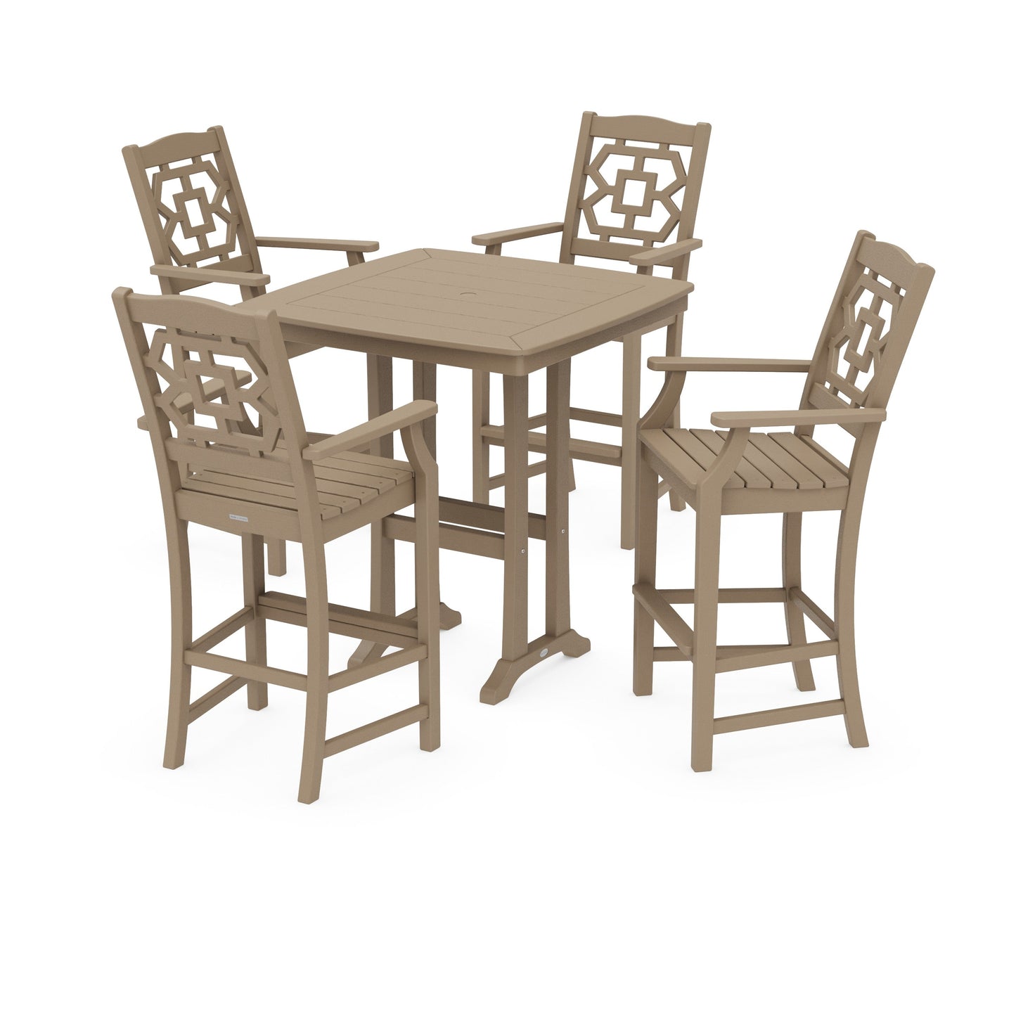 POLYWOOD Chinoiserie 5-Piece Bar Set with Trestle Legs — Vintage Sahara