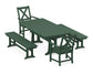 POLYWOOD Braxton 5-Piece Dining Set with Trestle Legs — Green