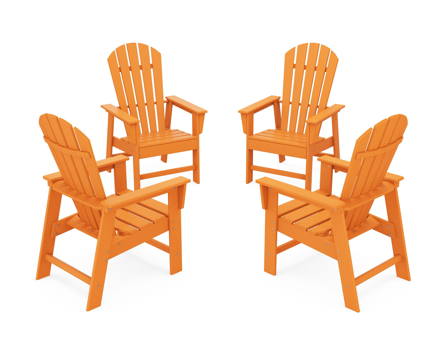 POLYWOOD 4-Piece South Beach Casual Chair Conversation Set — Tangerine