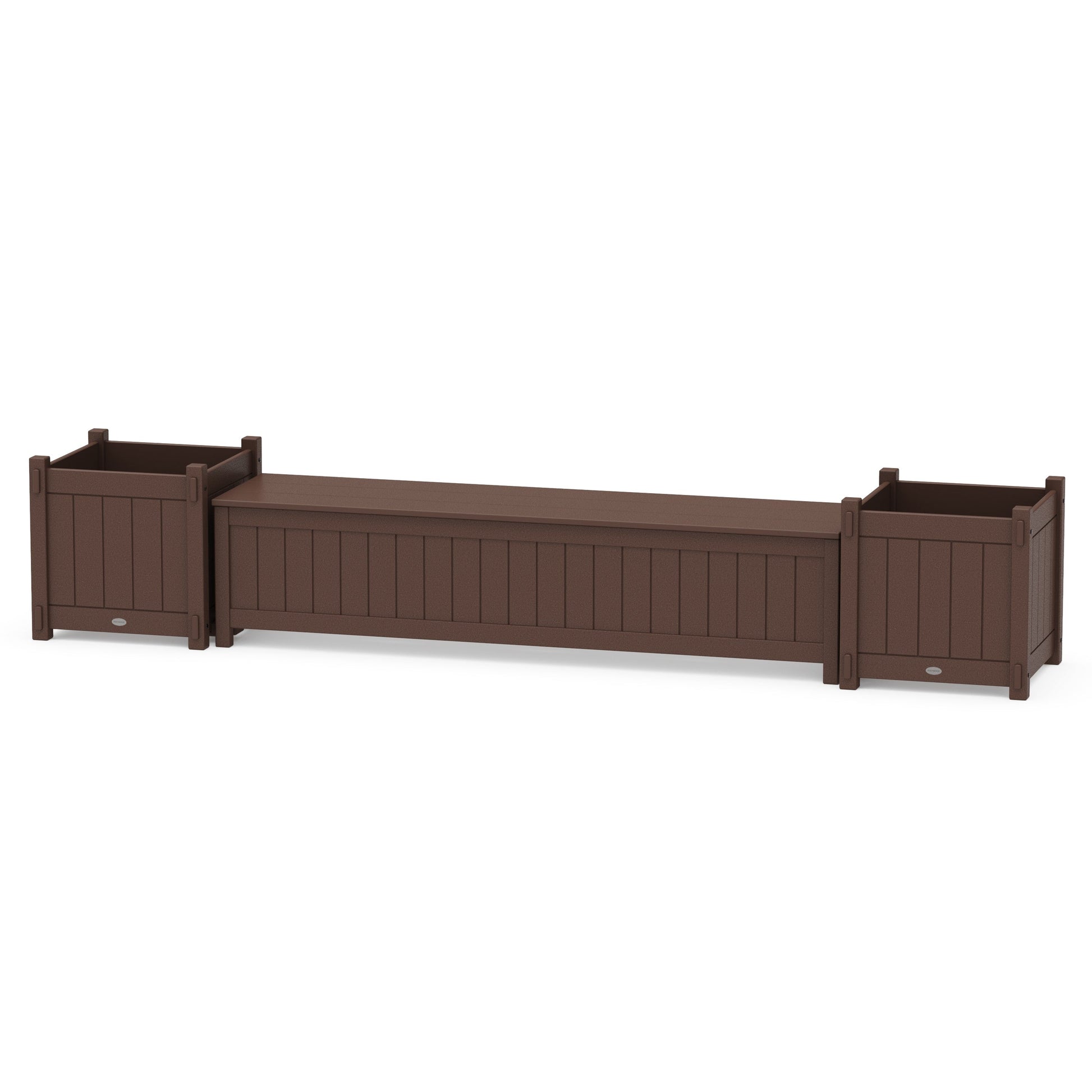 POLYWOOD 72" Vineyard Straight Planter Storage Bench Set- Large — Mahogany