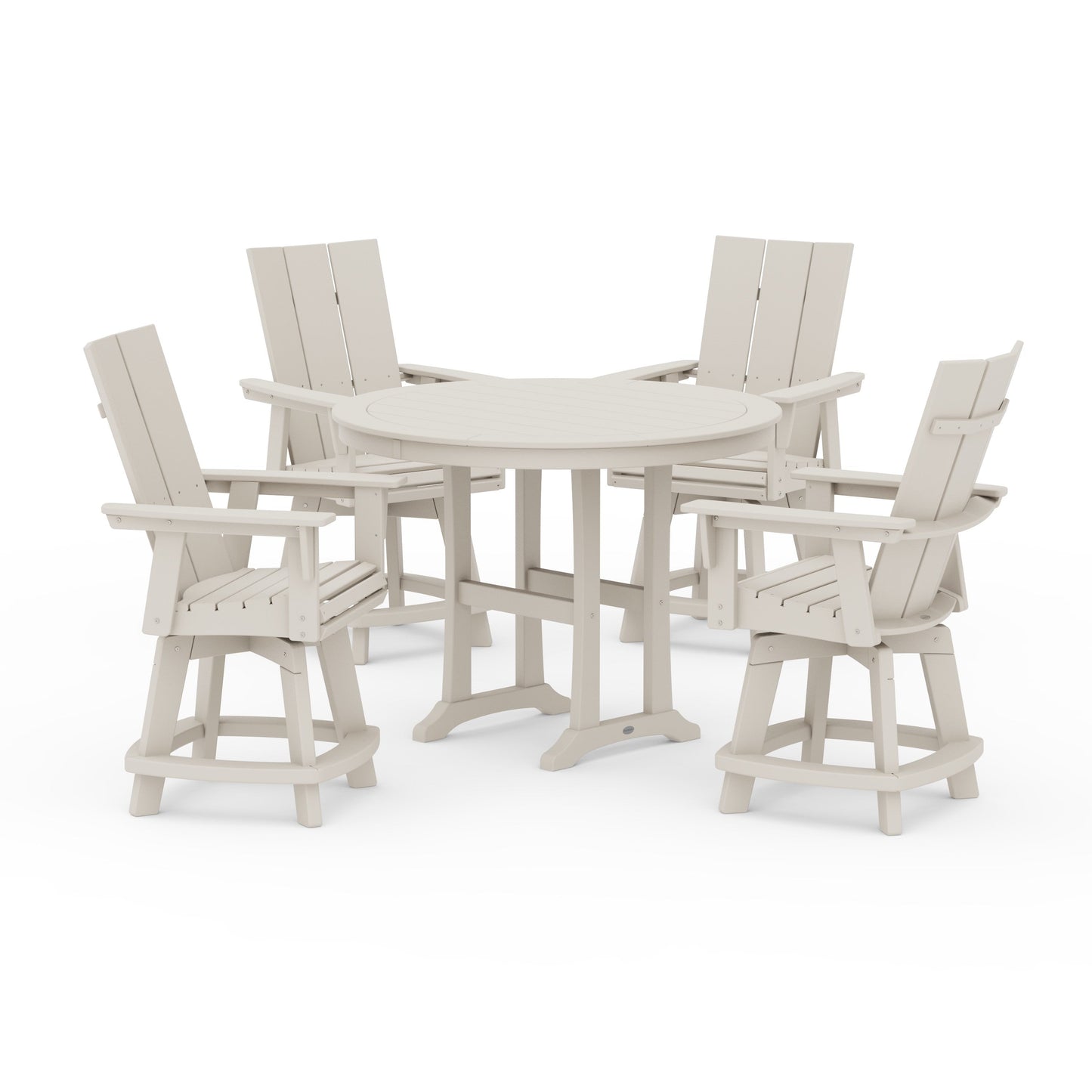 POLYWOOD 5-Piece Modern Swivel Counter Set — Sand