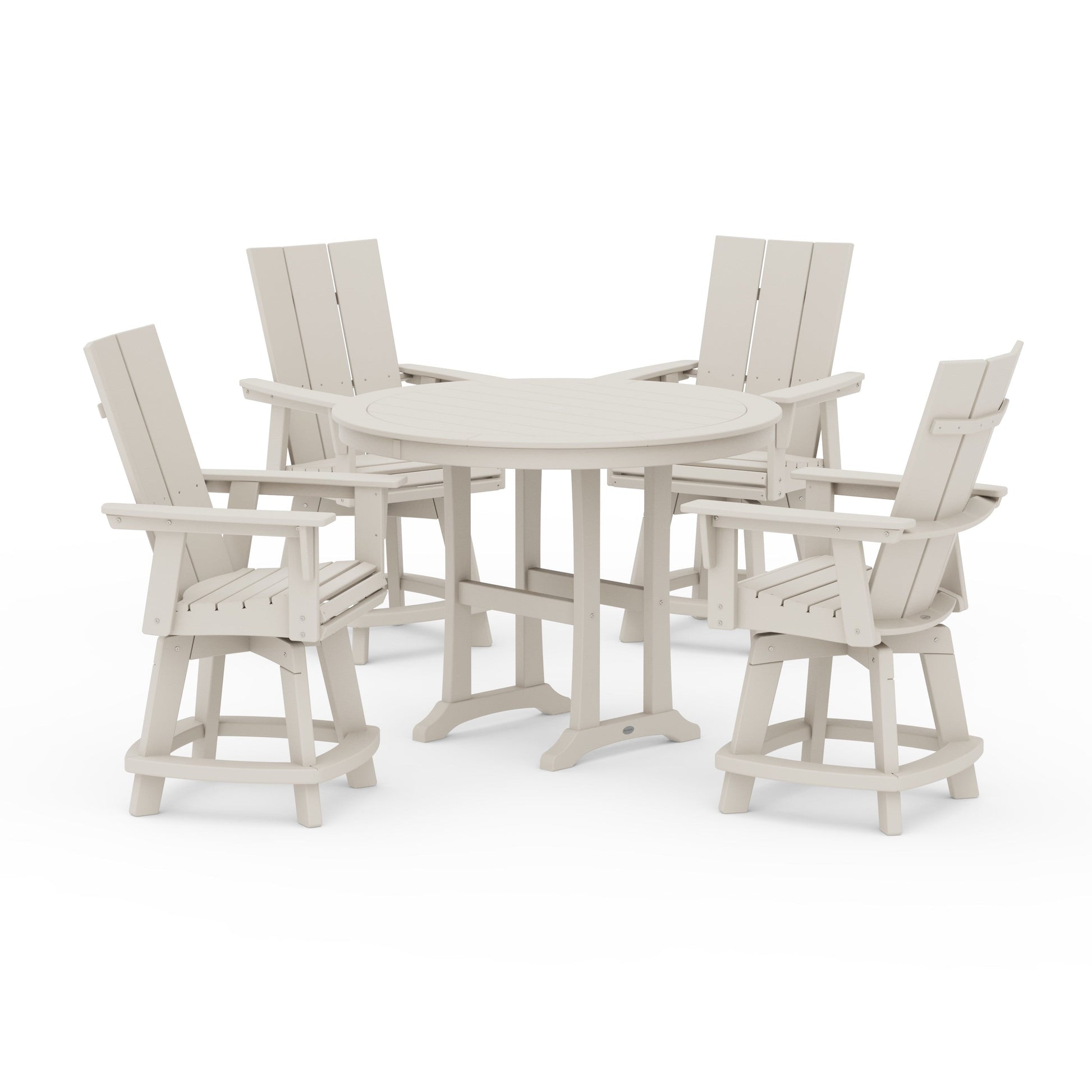 POLYWOOD 5-Piece Modern Swivel Counter Set — Sand