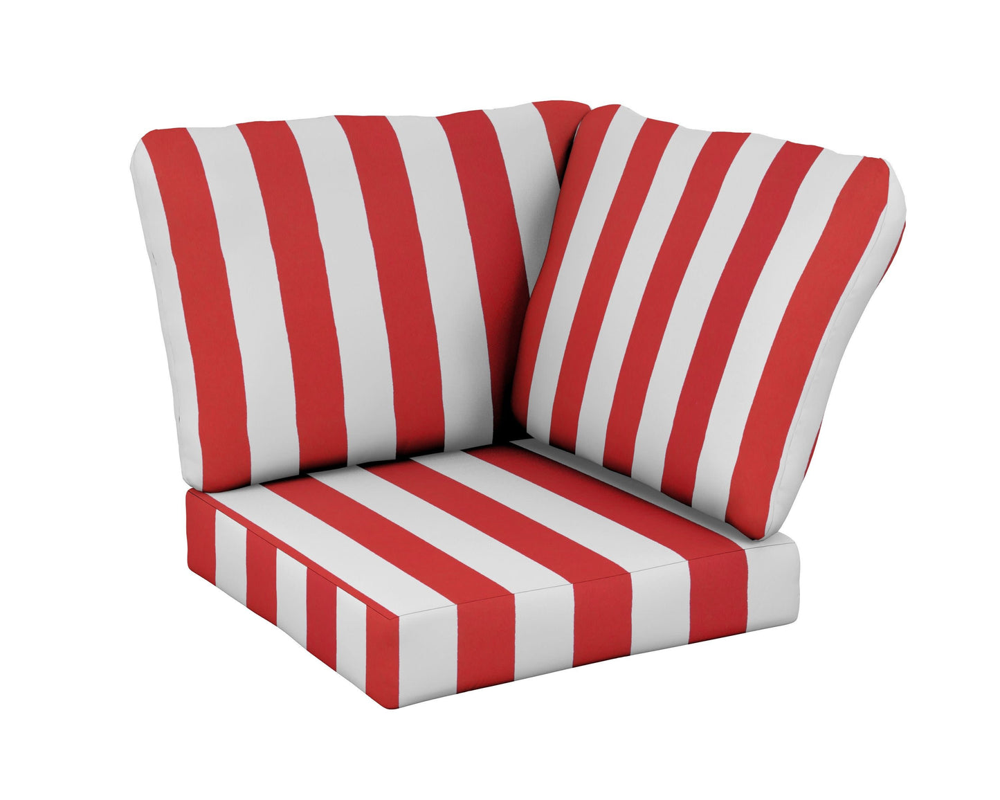 POLYWOOD Baffle Modular Corner Cushion — Cabana Stripe Crimson