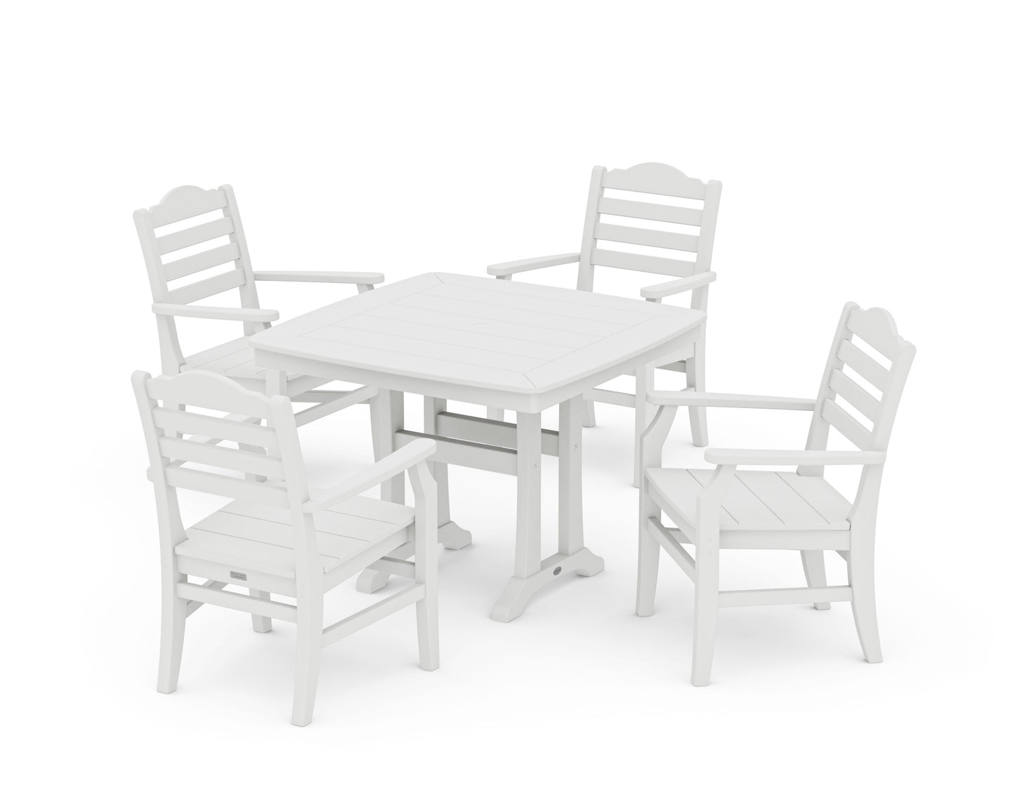 POLYWOOD Savannah 5-Piece Dining Set with Trestle Legs — Vintage White