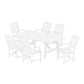 POLYWOOD Chinoiserie Arm Chair 7-Piece Rustic Farmhouse Dining Set — White