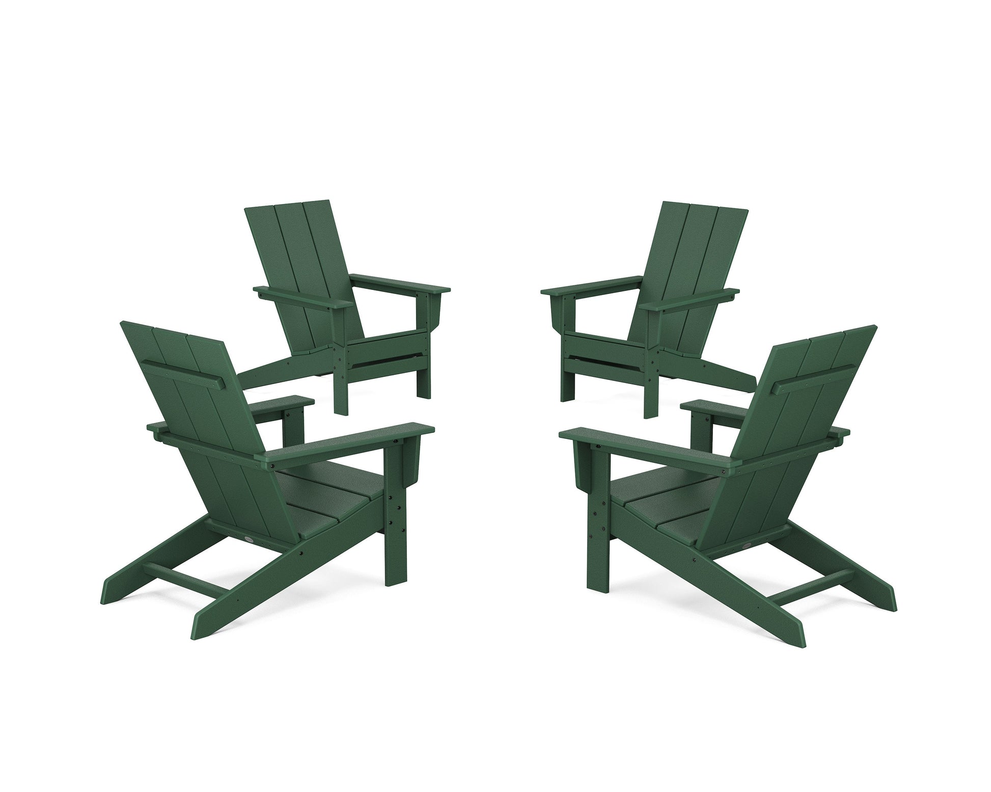 POLYWOOD 4-Piece Modern Studio Adirondack Chair Conversation Set — Green