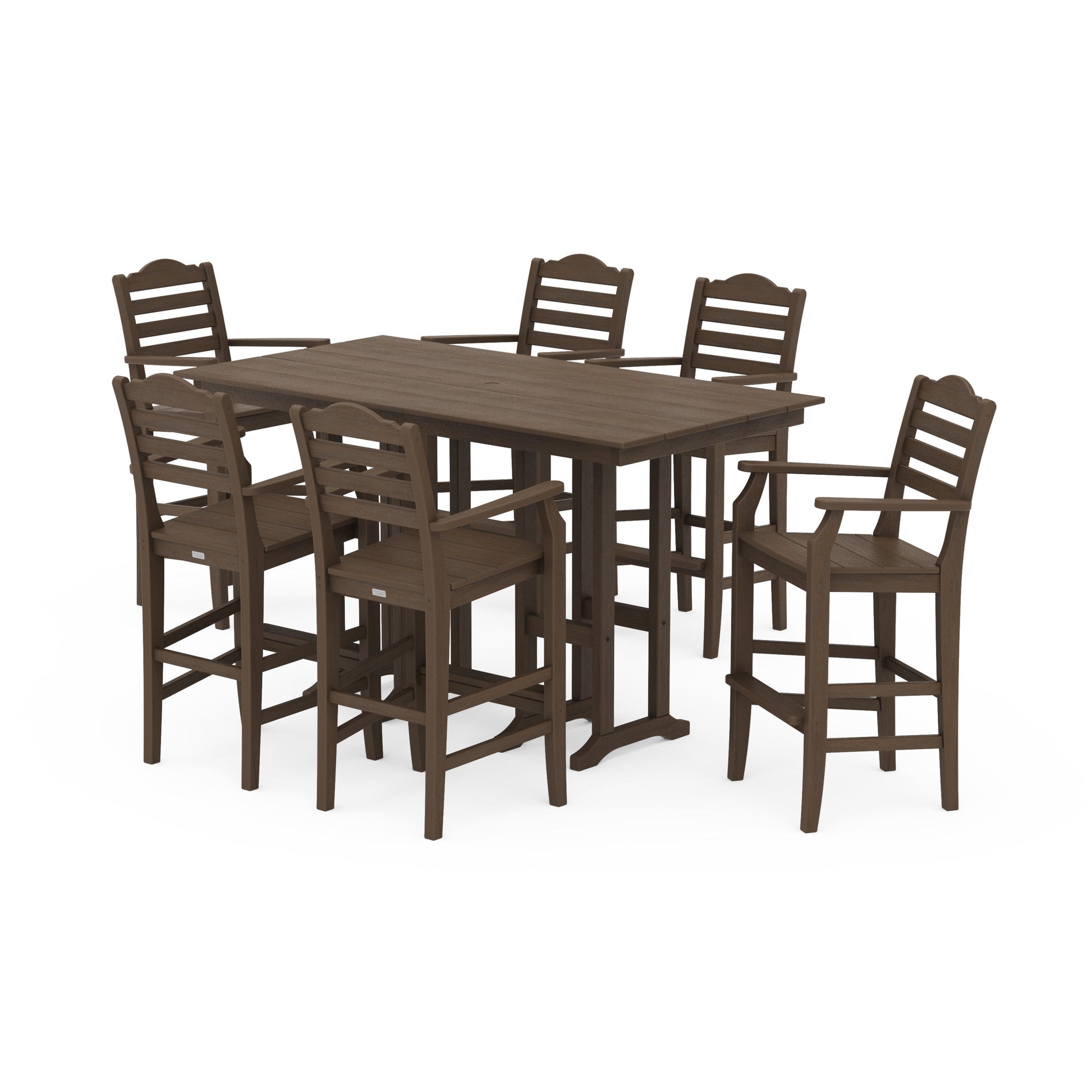 POLYWOOD Savannah Arm Chair 7-Piece Farmhouse Bar Set — Kona