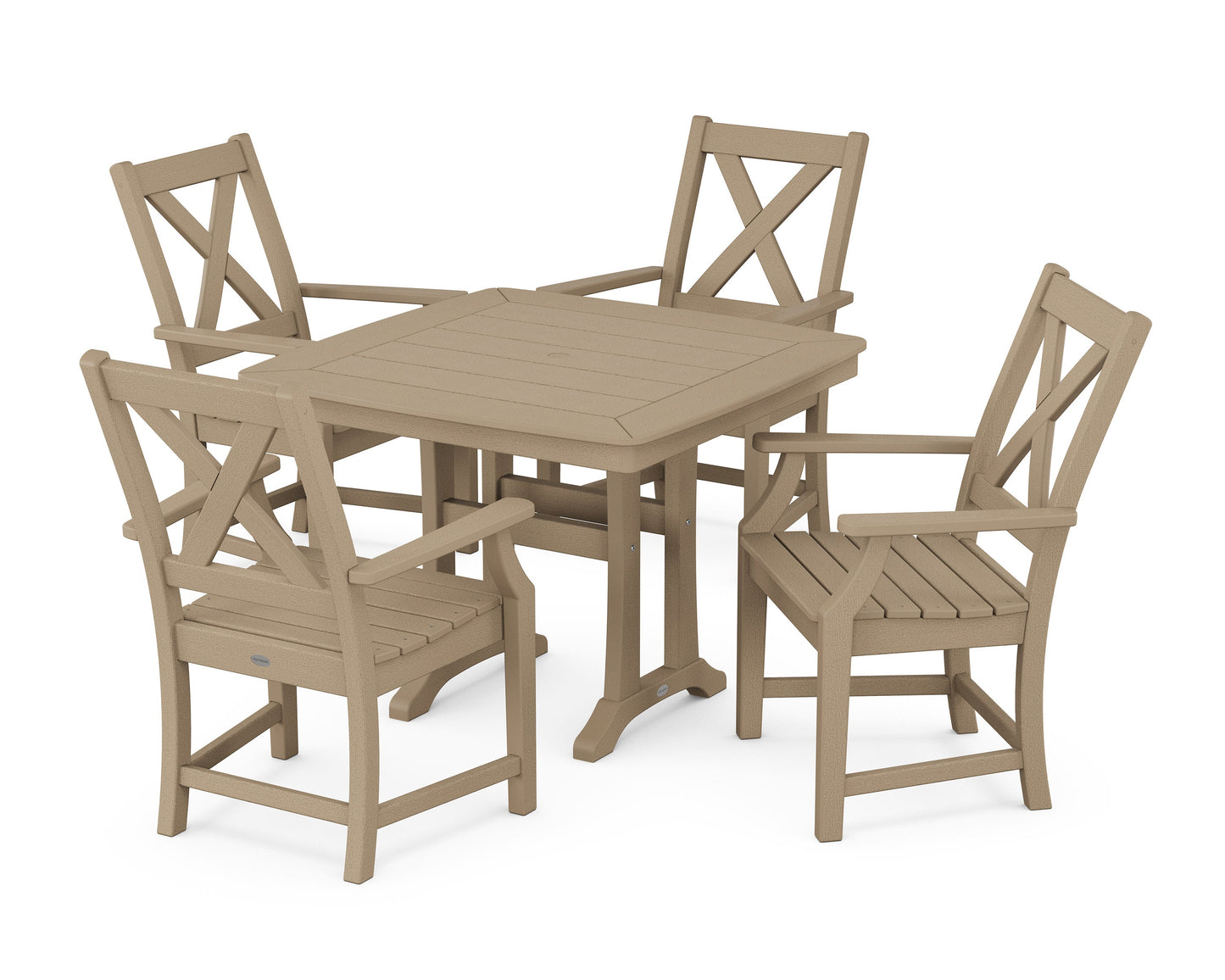 POLYWOOD Braxton 5-Piece Dining Set with Trestle Legs — Vintage Sahara