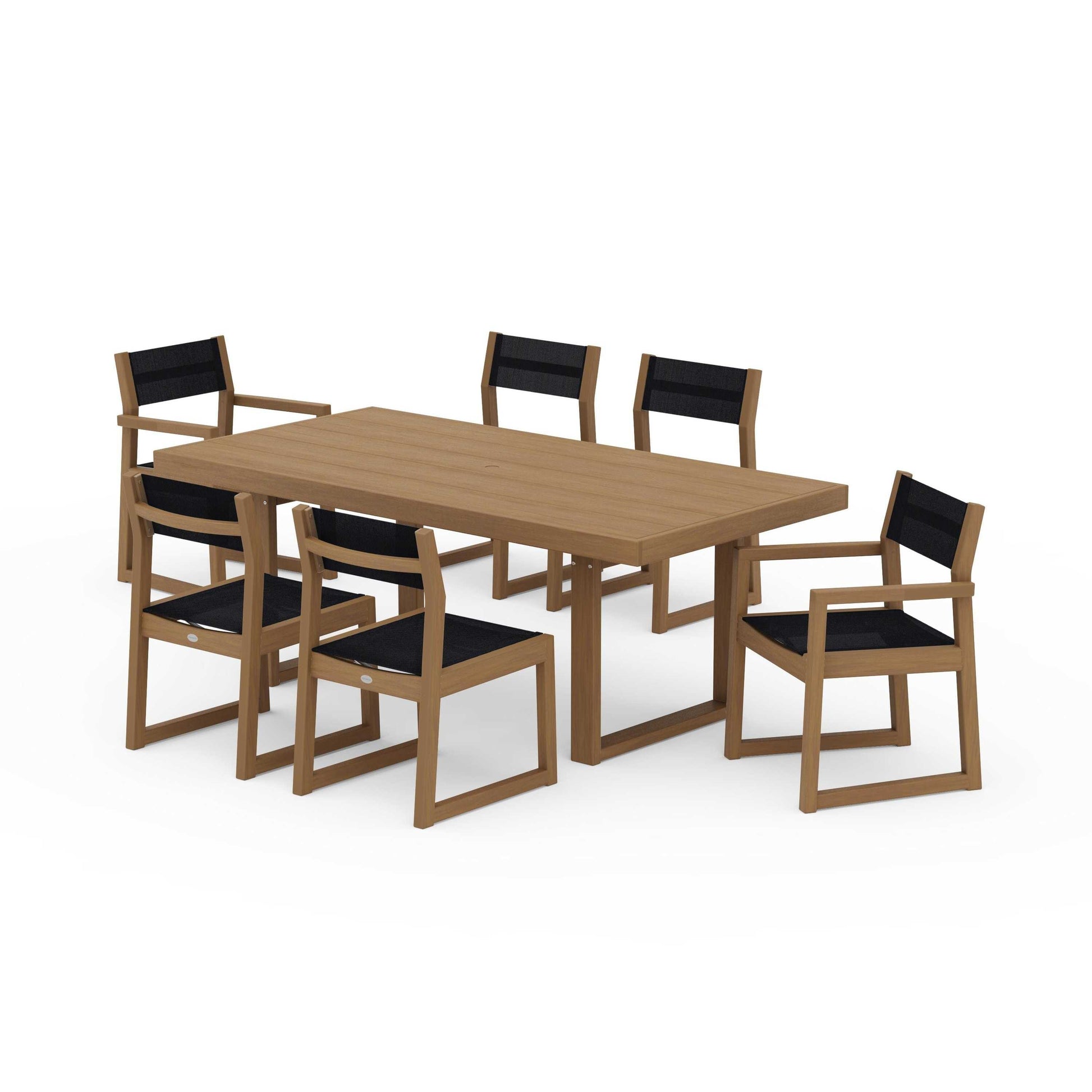 POLYWOOD EDGE Sling 7-Piece Dining Set — Natural / Black Sling