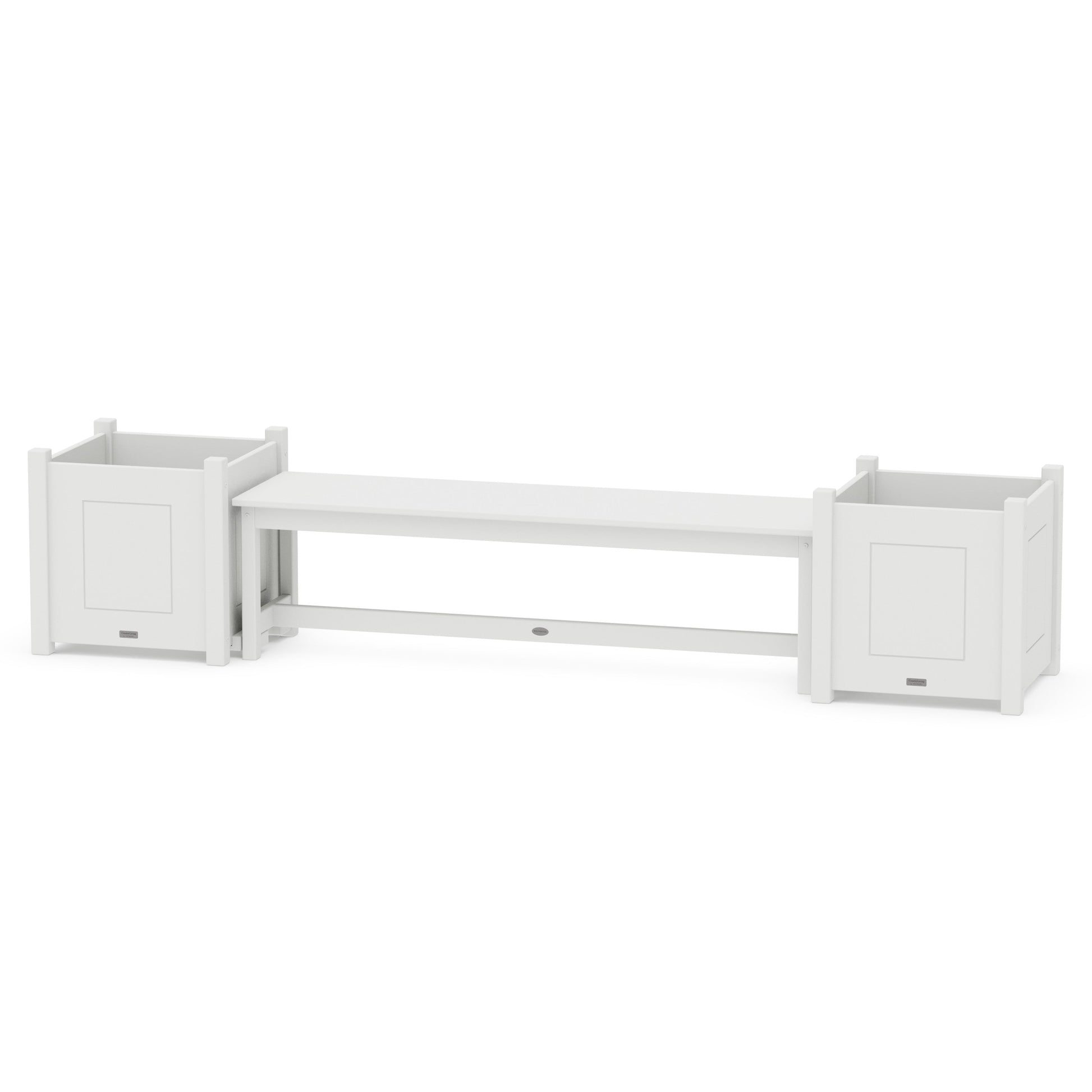 POLYWOOD 60" Country Living Straight Planter Bench Set - Large — White