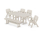 POLYWOOD Nautical Lowback 6-Piece Farmhouse Dining Set with Bench — Sand