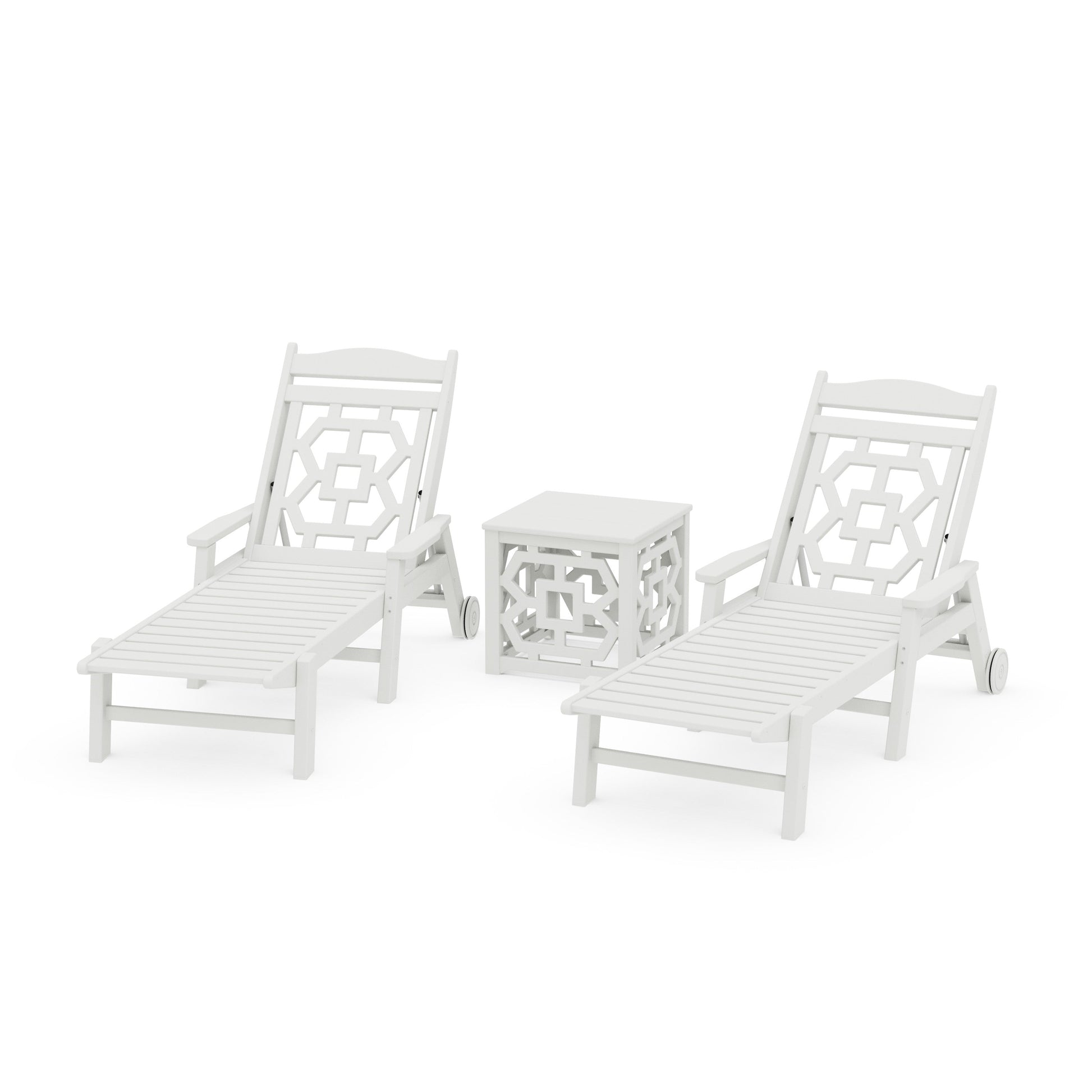 POLYWOOD Chinoiserie 3-Piece Chaise Set — Vintage White