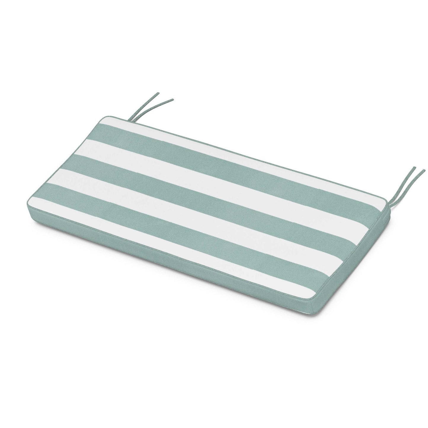 POLYWOOD Chinoiserie Bench Seat Cushion — Cabana Stripe Glacier Spa