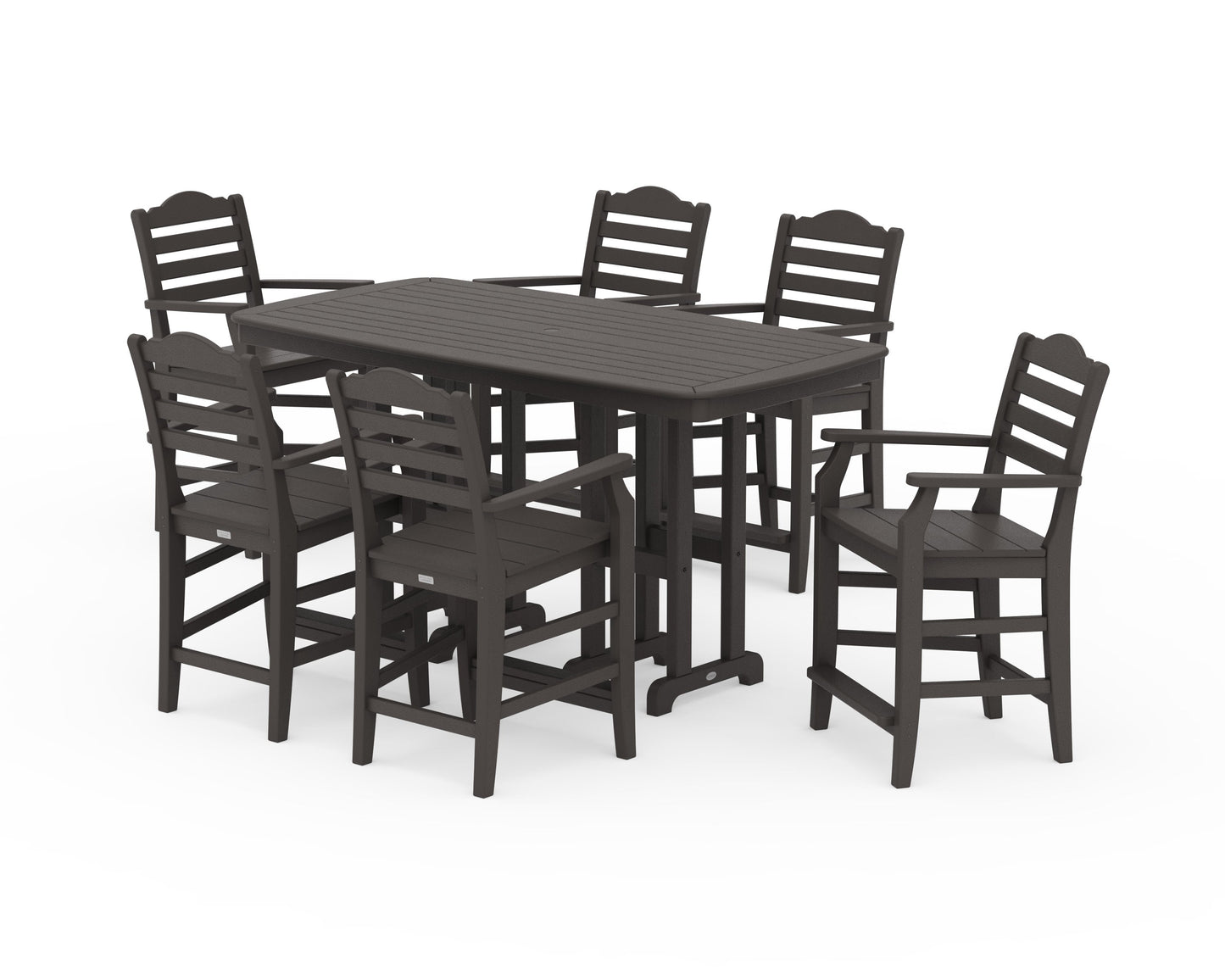 POLYWOOD Savannah Arm Chair 7-Piece Counter Set — Vintage Coffee
