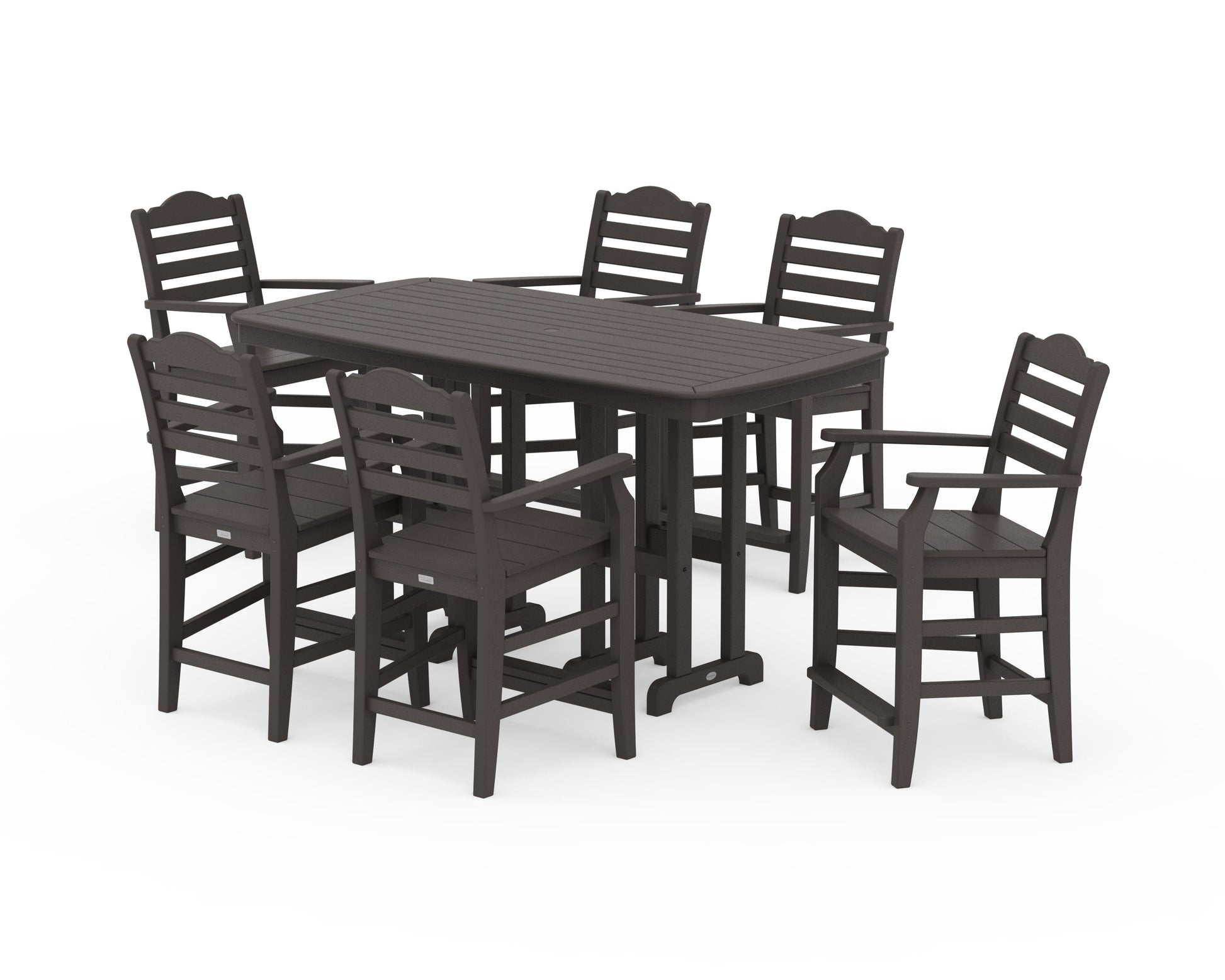 POLYWOOD Savannah Arm Chair 7-Piece Counter Set — Vintage Coffee