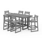 POLYWOOD EDGE Sling 7-Piece Bar Table Set — Slate Grey / Metallic Sling