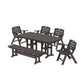 POLYWOOD Nautical Lowback 6-Piece Dining Set with Bench — Vintage Coffee