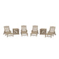 POLYWOOD Chinoiserie 6-Piece Chaise Set with Umbrella Stand Accent Table — Vintage Sahara