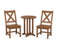 POLYWOOD Braxton Side Chair 3-Piece Round Bistro Dining Set — Teak