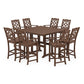 POLYWOOD Chinoiserie 9-Piece Square Farmhouse Bar Set with Trestle Legs — Mahogany