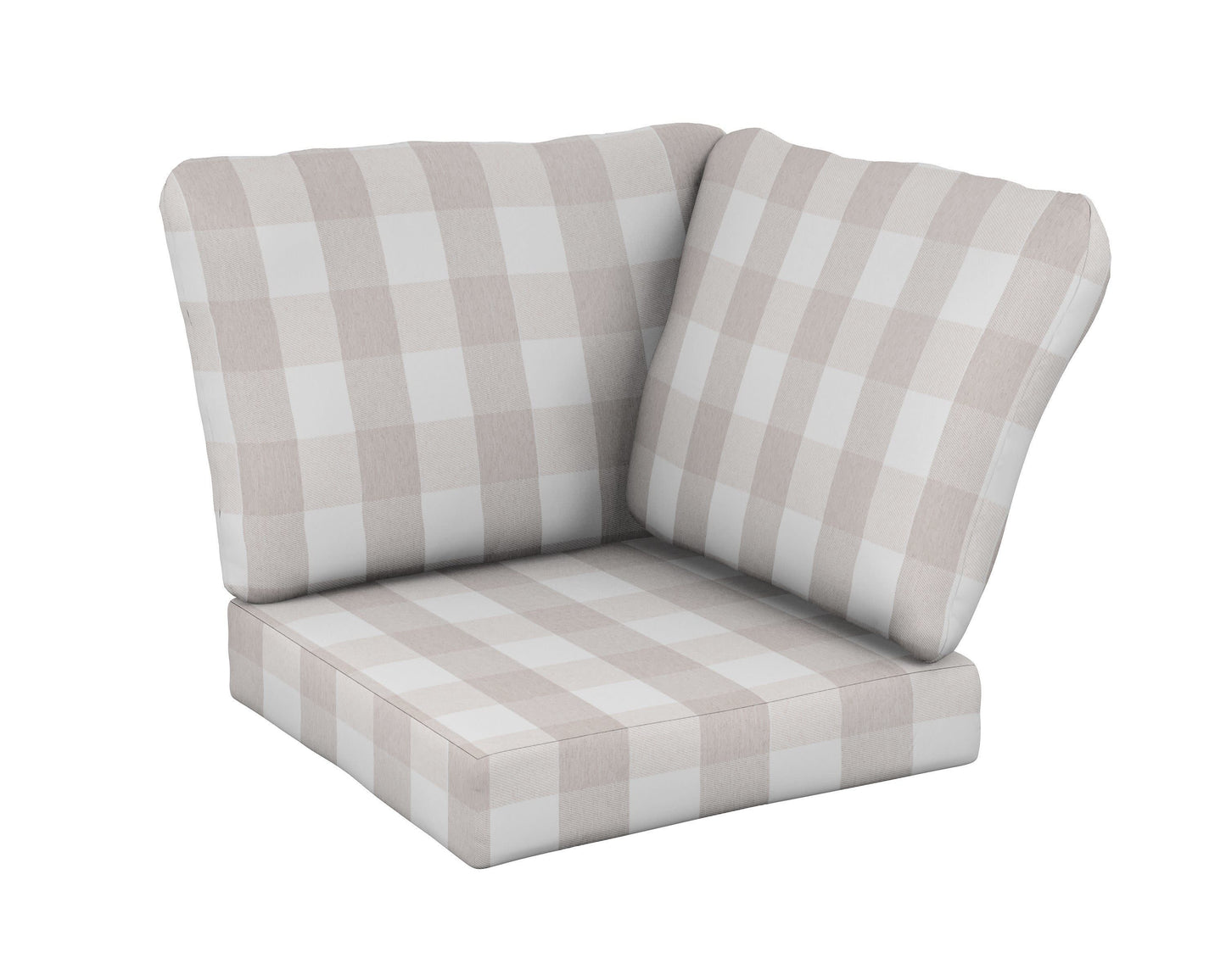 POLYWOOD Baffle Modular Corner Cushion — Buffalo Plaid Dune Burlap